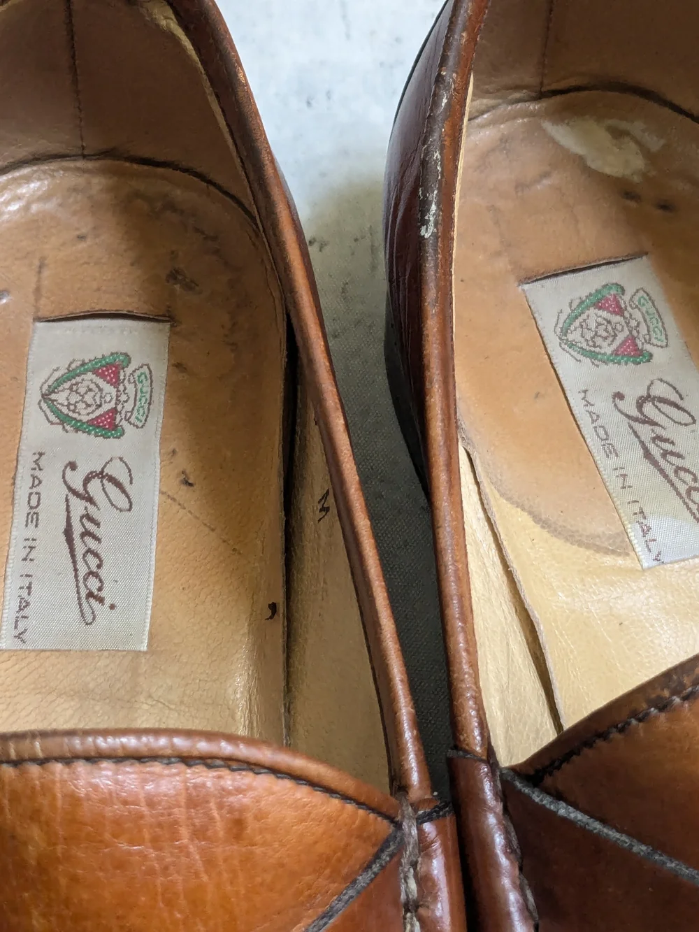 Gucci Brown Leather Horsebit Loafers - Men 9 S Narrow Slip Ons Vintage Italy